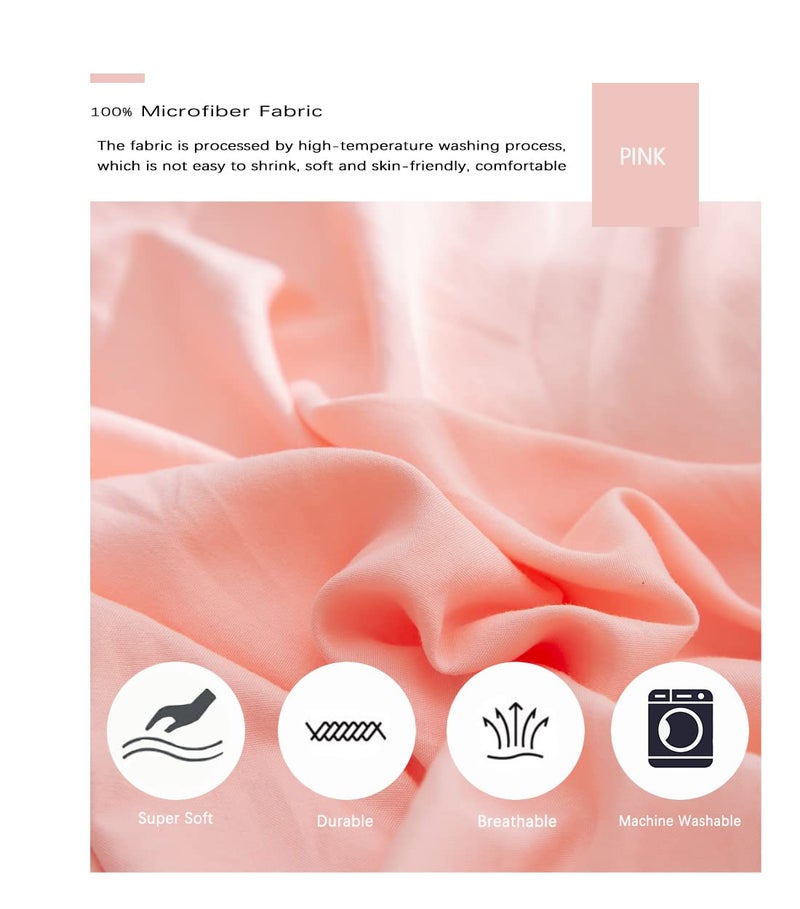 IHOUSTRIY Duvet Cover Full Size 100% Washed Microfiber 3pcs Bedding Duvet Cover Set  Pom Poms Fringe Solid Color Soft and Breathable with Zipper Closure & Corner Ties (Peach Pink  Full) - Image 3